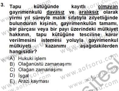 Belediye, İmar ve Gayrimenkul Mevzuatı Dersi Ara Sınavı Deneme Sınav Soruları 3. Soru