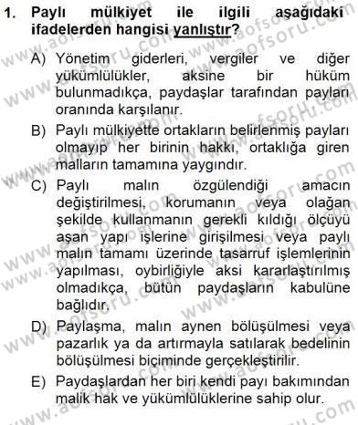 Belediye, İmar ve Gayrimenkul Mevzuatı Dersi 2012 - 2013 Yılı (Final) Dönem Sonu Sınav Soruları 1. Soru