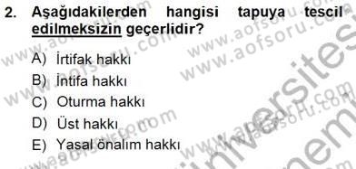 Belediye, İmar ve Gayrimenkul Mevzuatı Dersi 2012 - 2013 Yılı (Final) Dönem Sonu Sınav Soruları 2. Soru