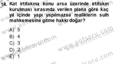 Belediye, İmar ve Gayrimenkul Mevzuatı Dersi Ara Sınavı Deneme Sınav Soruları 14. Soru