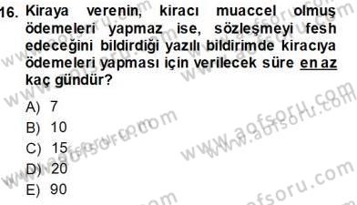 Belediye, İmar ve Gayrimenkul Mevzuatı Dersi Ara Sınavı Deneme Sınav Soruları 16. Soru