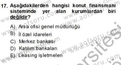 Belediye, İmar ve Gayrimenkul Mevzuatı Dersi Ara Sınavı Deneme Sınav Soruları 17. Soru