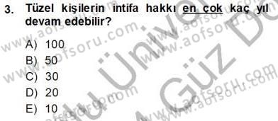Belediye, İmar ve Gayrimenkul Mevzuatı Dersi Ara Sınavı Deneme Sınav Soruları 3. Soru