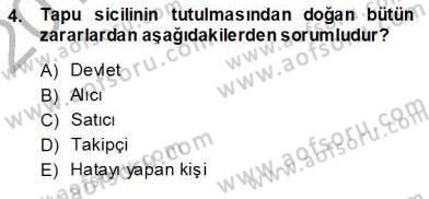 Belediye, İmar ve Gayrimenkul Mevzuatı Dersi Ara Sınavı Deneme Sınav Soruları 4. Soru