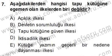 Belediye, İmar ve Gayrimenkul Mevzuatı Dersi Ara Sınavı Deneme Sınav Soruları 7. Soru