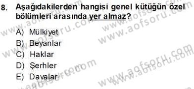 Belediye, İmar ve Gayrimenkul Mevzuatı Dersi Ara Sınavı Deneme Sınav Soruları 8. Soru