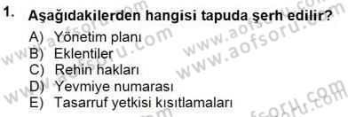 Belediye, İmar ve Gayrimenkul Mevzuatı Dersi 2014 - 2015 Yılı (Vize) Ara Sınavı 1. Soru