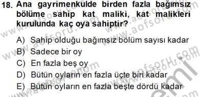 Belediye, İmar ve Gayrimenkul Mevzuatı Dersi 2014 - 2015 Yılı (Vize) Ara Sınav Soruları 18. Soru