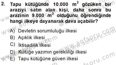Belediye, İmar ve Gayrimenkul Mevzuatı Dersi 2014 - 2015 Yılı (Vize) Ara Sınavı 2. Soru