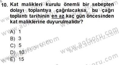 Belediye, İmar ve Gayrimenkul Mevzuatı Dersi 2014 - 2015 Yılı (Final) Dönem Sonu Sınav Soruları 10. Soru