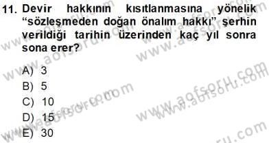 Belediye, İmar ve Gayrimenkul Mevzuatı Dersi 2014 - 2015 Yılı (Final) Dönem Sonu Sınav Soruları 11. Soru