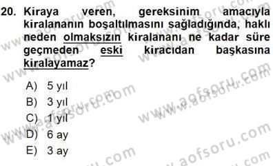 Belediye, İmar ve Gayrimenkul Mevzuatı Dersi 2015 - 2016 Yılı (Vize) Ara Sınav Soruları 20. Soru