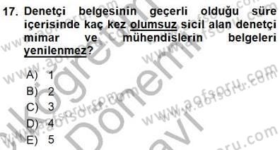 Belediye, İmar ve Gayrimenkul Mevzuatı Dersi 2015 - 2016 Yılı (Final) Dönem Sonu Sınavı 17. Soru