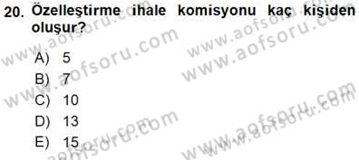 Belediye, İmar ve Gayrimenkul Mevzuatı Dersi 2015 - 2016 Yılı (Final) Dönem Sonu Sınavı 20. Soru