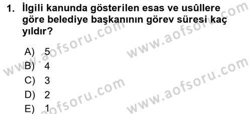 Belediye, İmar ve Gayrimenkul Mevzuatı Dersi 2018 - 2019 Yılı 3 Ders Sınav Soruları 1. Soru