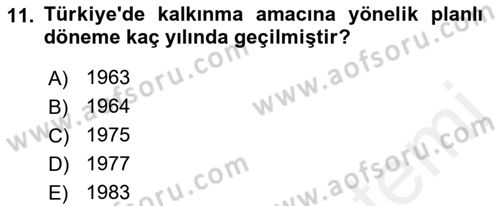 Belediye, İmar ve Gayrimenkul Mevzuatı Dersi Ara Sınavı Deneme Sınav Soruları 11. Soru