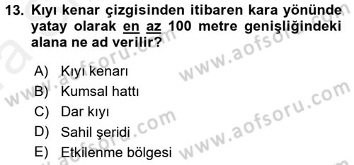 Belediye, İmar ve Gayrimenkul Mevzuatı Dersi Ara Sınavı Deneme Sınav Soruları 13. Soru