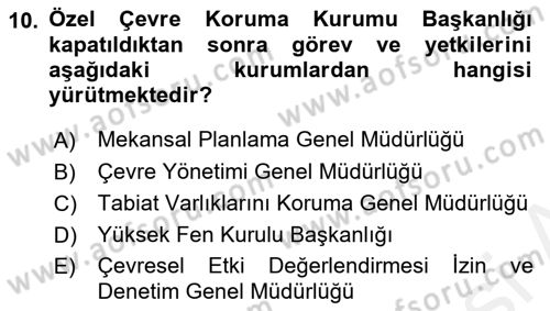 Belediye, İmar ve Gayrimenkul Mevzuatı Dersi 2018 - 2019 Yılı (Final) Dönem Sonu Sınav Soruları 10. Soru