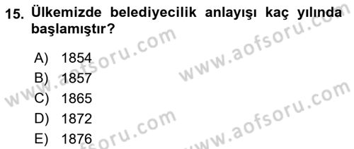 Belediye, İmar ve Gayrimenkul Mevzuatı Dersi 2018 - 2019 Yılı (Final) Dönem Sonu Sınav Soruları 15. Soru