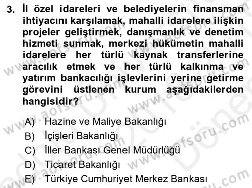 Belediye, İmar ve Gayrimenkul Mevzuatı Dersi 2018 - 2019 Yılı (Final) Dönem Sonu Sınav Soruları 3. Soru