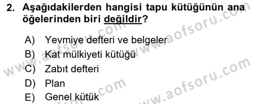 Belediye, İmar ve Gayrimenkul Mevzuatı Dersi 2018 - 2019 Yılı Yaz Okulu Sınavı 2. Soru