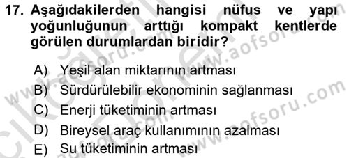 Belediye, İmar ve Gayrimenkul Mevzuatı Dersi 2024 - 2025 Yılı (Vize) Ara Sınav Soruları 17. Soru