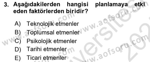 Belediye, İmar ve Gayrimenkul Mevzuatı Dersi Ara Sınavı Deneme Sınav Soruları 3. Soru