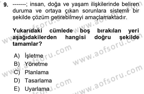 Belediye, İmar ve Gayrimenkul Mevzuatı Dersi Ara Sınavı Deneme Sınav Soruları 9. Soru