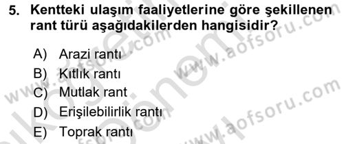 Belediye, İmar ve Gayrimenkul Mevzuatı Dersi 2024 - 2025 Yılı (Final) Dönem Sonu Sınav Soruları 5. Soru