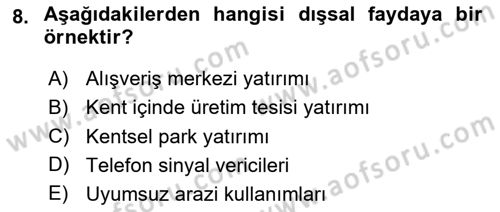 Belediye, İmar ve Gayrimenkul Mevzuatı Dersi 2024 - 2025 Yılı (Final) Dönem Sonu Sınav Soruları 8. Soru