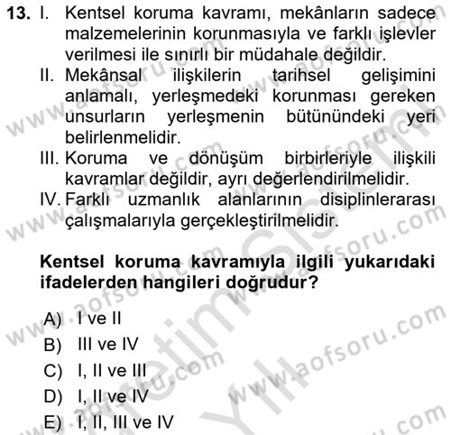 Belediye, İmar ve Gayrimenkul Mevzuatı Dersi 2024 - 2025 Yılı Yaz Okulu Sınav Soruları 13. Soru