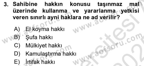 Belediye, İmar ve Gayrimenkul Mevzuatı Dersi 2024 - 2025 Yılı Yaz Okulu Sınav Soruları 3. Soru