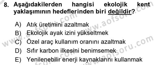 Belediye, İmar ve Gayrimenkul Mevzuatı Dersi 2024 - 2025 Yılı Yaz Okulu Sınav Soruları 8. Soru