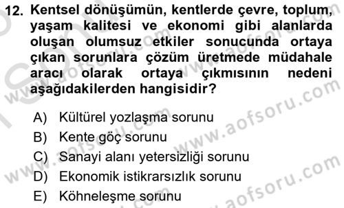Belediye, İmar ve Gayrimenkul Mevzuatı Dersi 2025 - 2026 Yılı (Final) Dönem Sonu Sınav Soruları 12. Soru