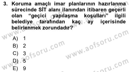 Belediye, İmar ve Gayrimenkul Mevzuatı Dersi 2025 - 2026 Yılı (Final) Dönem Sonu Sınav Soruları 3. Soru