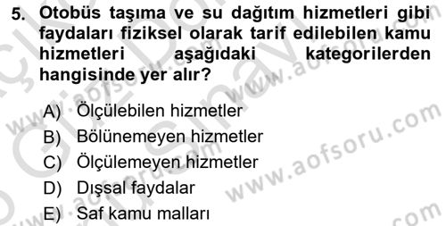 Belediye, İmar ve Gayrimenkul Mevzuatı Dersi 2025 - 2026 Yılı (Final) Dönem Sonu Sınav Soruları 5. Soru