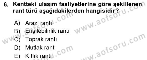 Belediye, İmar ve Gayrimenkul Mevzuatı Dersi 2025 - 2026 Yılı (Final) Dönem Sonu Sınav Soruları 6. Soru