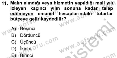 Mahalli İdareler Dersi 2016 - 2017 Yılı (Vize) Ara Sınavı 11. Soru