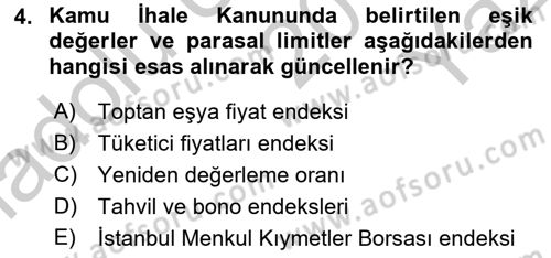 Mahalli İdareler Dersi 2018 - 2019 Yılı Yaz Okulu Sınavı 4. Soru