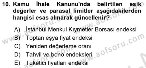 Mahalli İdareler Dersi 2020 - 2021 Yılı (Vize) Ara Sınavı 10. Soru