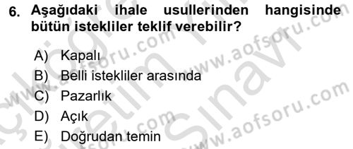 Mahalli İdareler Dersi 2020 - 2021 Yılı (Vize) Ara Sınavı 6. Soru