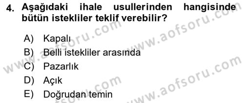 Mahalli İdareler Dersi 2022 - 2023 Yılı Yaz Okulu Sınavı 4. Soru