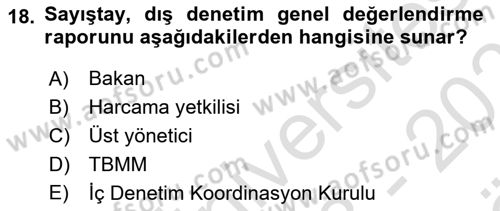 Mahalli İdareler Dersi 2023 - 2024 Yılı (Vize) Ara Sınavı 18. Soru