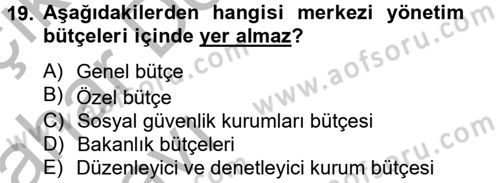 Yerel Yönetimler Dersi 2012 - 2013 Yılı (Vize) Ara Sınav Soruları 19. Soru