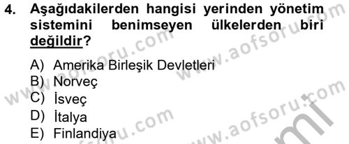 Yerel Yönetimler Dersi 2012 - 2013 Yılı (Vize) Ara Sınav Soruları 4. Soru