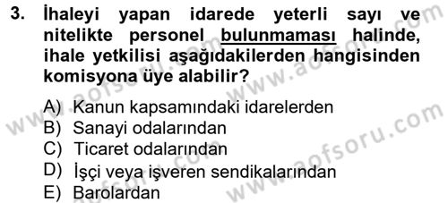 Yerel Yönetimler Dersi 2012 - 2013 Yılı (Final) Dönem Sonu Sınav Soruları 3. Soru