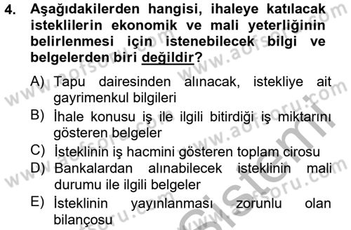 Yerel Yönetimler Dersi 2012 - 2013 Yılı (Final) Dönem Sonu Sınav Soruları 4. Soru