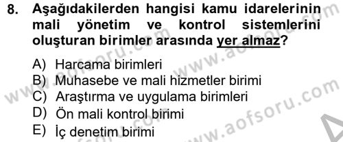 Yerel Yönetimler Dersi 2012 - 2013 Yılı (Final) Dönem Sonu Sınav Soruları 8. Soru