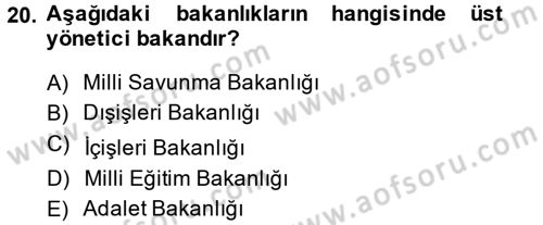 Yerel Yönetimler Dersi 2013 - 2014 Yılı (Vize) Ara Sınav Soruları 20. Soru