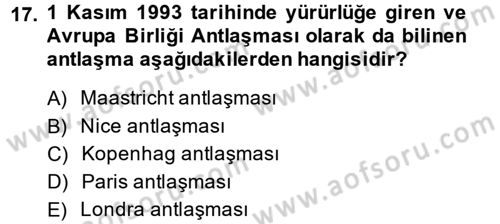 Yerel Yönetimler Dersi 2013 - 2014 Yılı (Final) Dönem Sonu Sınav Soruları 17. Soru